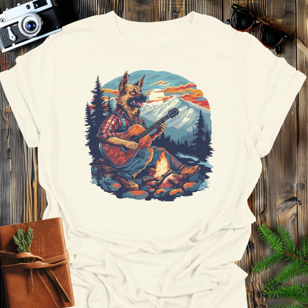 German Shepherd Country Jam T-Shirt In Natural / S Lightweight adventure tee for outdoor lovers Perfect for hiking camping or road trips Made from soft breathable cotton for all-day comfort Ideal for nature lovers and adventurers FAYO Threads outdoor apparel remember Fun Awaits You Outside