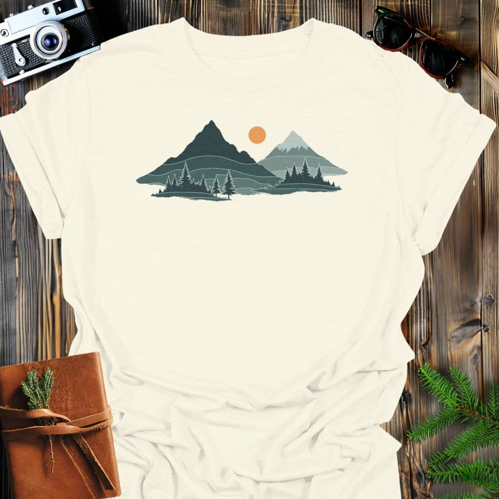 Mountain Solace T-Shirt In Natural / S Lightweight adventure tee for outdoor lovers Perfect for hiking camping or road trips Made from soft breathable cotton for all-day comfort Ideal for nature lovers and adventurers FAYO Threads outdoor apparel remember Fun Awaits You Outside