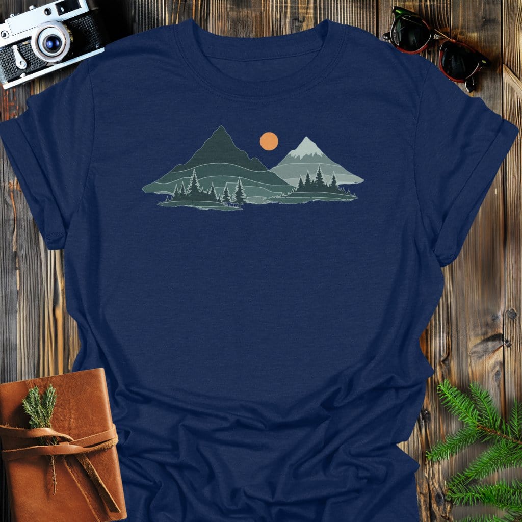 Mountain Solace T-Shirt In Navy / S Lightweight adventure tee for outdoor lovers Perfect for hiking camping or road trips Made from soft breathable cotton for all-day comfort Ideal for nature lovers and adventurers FAYO Threads outdoor apparel remember Fun Awaits You Outside