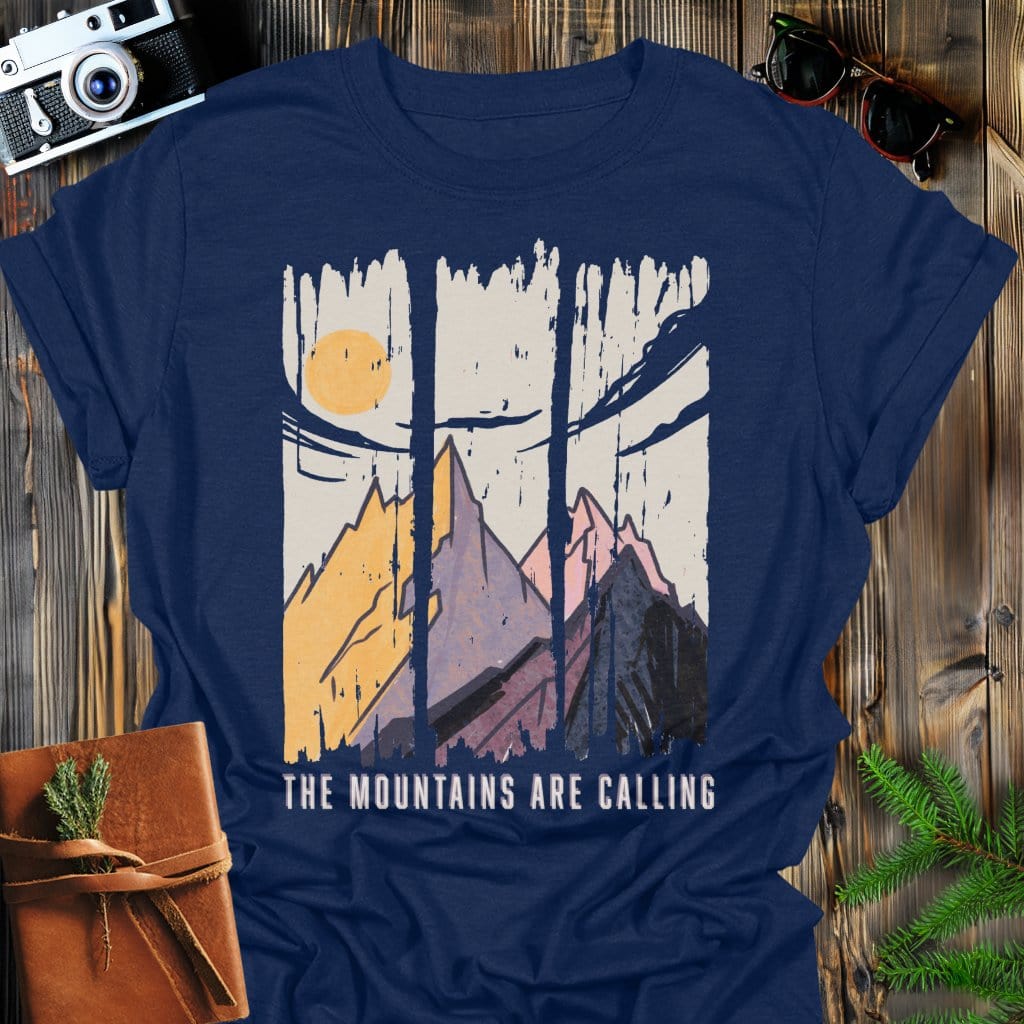 Mountains are Calling T-Shirt In Navy / S Lightweight adventure tee for outdoor lovers Perfect for hiking camping or road trips Made from soft breathable cotton for all-day comfort Ideal for nature lovers and adventurers FAYO Threads outdoor apparel remember Fun Awaits You Outside