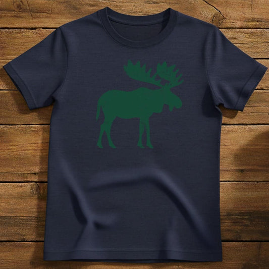 Rustic Moose T-Shirt In Navy / S Lightweight adventure tee for outdoor lovers Perfect for hiking camping or road trips Made from soft breathable cotton for all-day comfort Ideal for nature lovers and adventurers FAYO Threads outdoor apparel remember Fun Awaits You Outside
