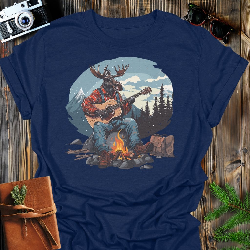 Snowy Moose Mountain Jam T-Shirt In Navy / S Lightweight adventure tee for outdoor lovers Perfect for hiking camping or road trips Made from soft breathable cotton for all-day comfort Ideal for nature lovers and adventurers FAYO Threads outdoor apparel remember Fun Awaits You Outside