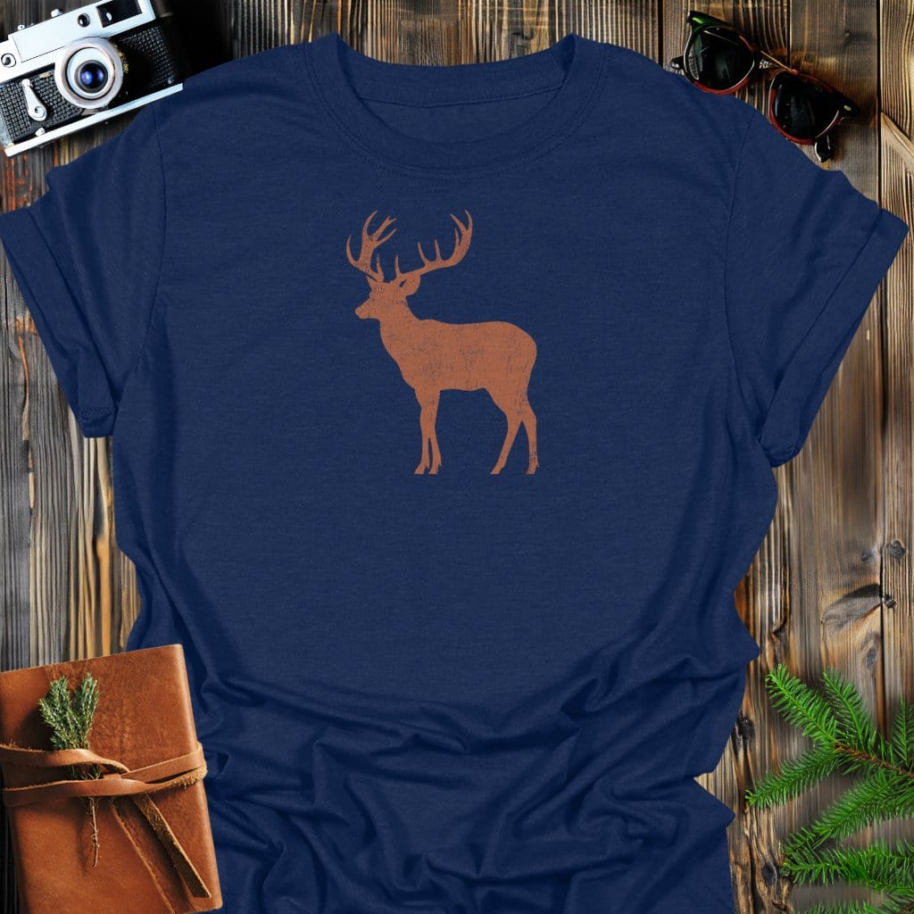 Vintage Buck T-Shirt In Navy / S Lightweight adventure tee for outdoor lovers Perfect for hiking camping or road trips Made from soft breathable cotton for all-day comfort Ideal for nature lovers and adventurers FAYO Threads outdoor apparel remember Fun Awaits You Outside