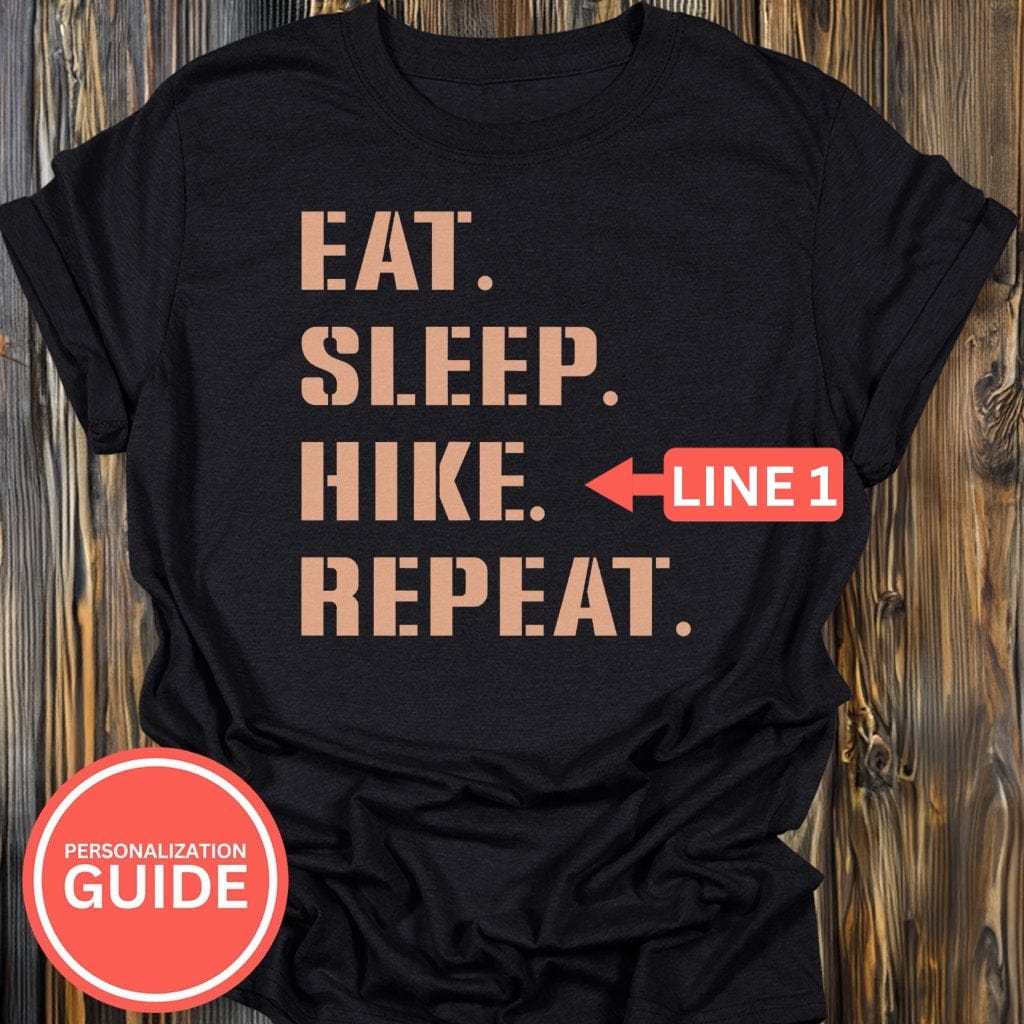 Personalized Hike Repeat T-Shirt In Lightweight adventure tee for outdoor lovers Perfect for hiking camping or road trips Made from soft breathable cotton for all-day comfort Ideal for nature lovers and adventurers FAYO Threads outdoor apparel remember Fun Awaits You Outside