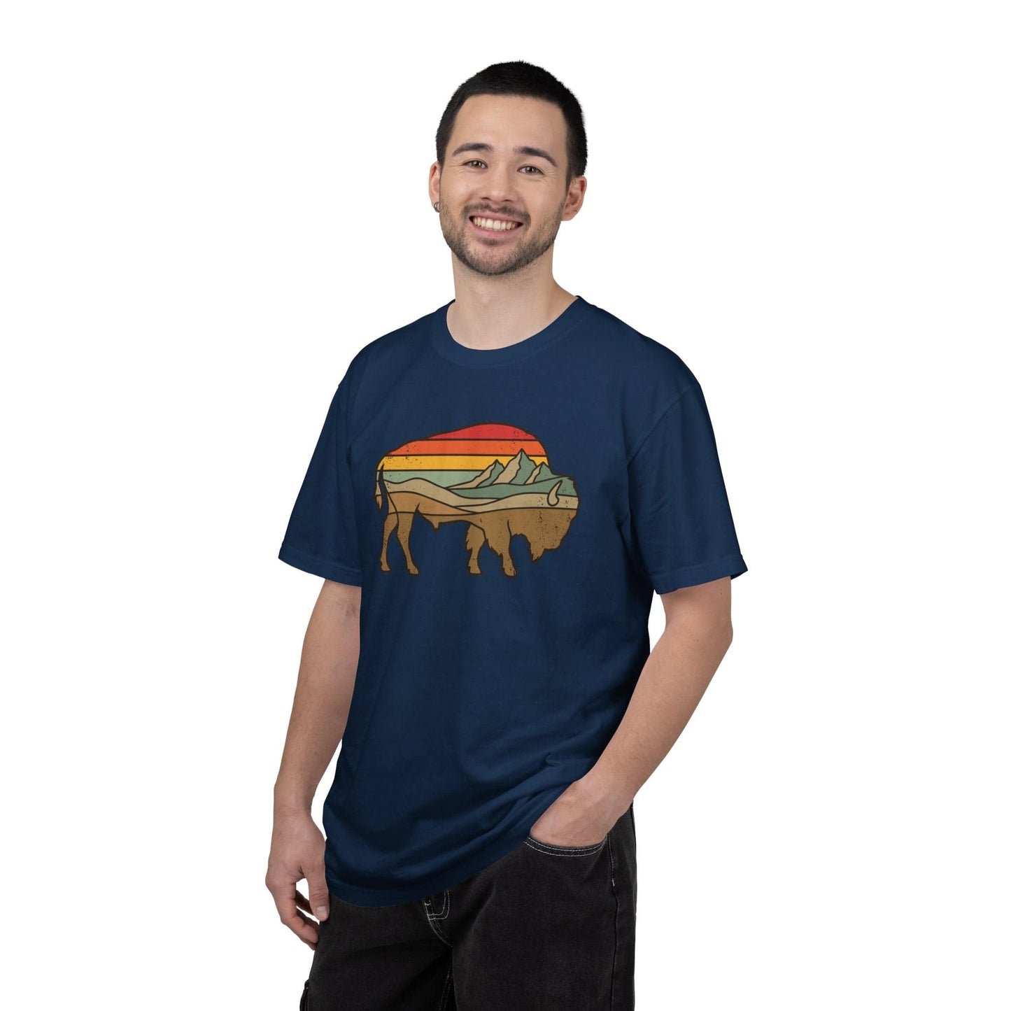 Retro Buffalo T-Shirt In Lightweight adventure tee for outdoor lovers Perfect for hiking camping or road trips Made from soft breathable cotton for all-day comfort Ideal for nature lovers and adventurers FAYO Threads outdoor apparel remember Fun Awaits You Outside