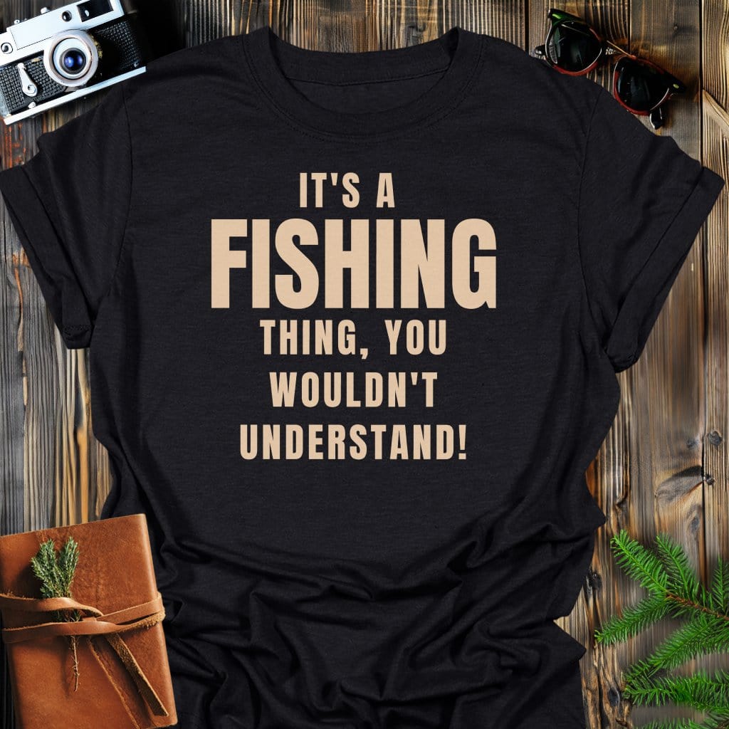 Fishing Life T-Shirt In Black / S Lightweight adventure tee for outdoor lovers Perfect for hiking camping or road trips Made from soft breathable cotton for all-day comfort Ideal for nature lovers and adventurers FAYO Threads outdoor apparel remember Fun Awaits You Outside