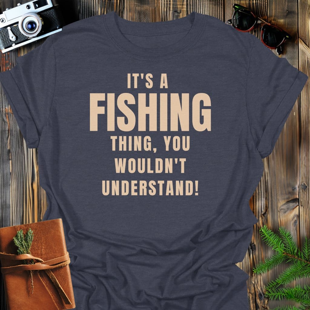 Fishing Life T-Shirt In Dark Heather / S Lightweight adventure tee for outdoor lovers Perfect for hiking camping or road trips Made from soft breathable cotton for all-day comfort Ideal for nature lovers and adventurers FAYO Threads outdoor apparel remember Fun Awaits You Outside