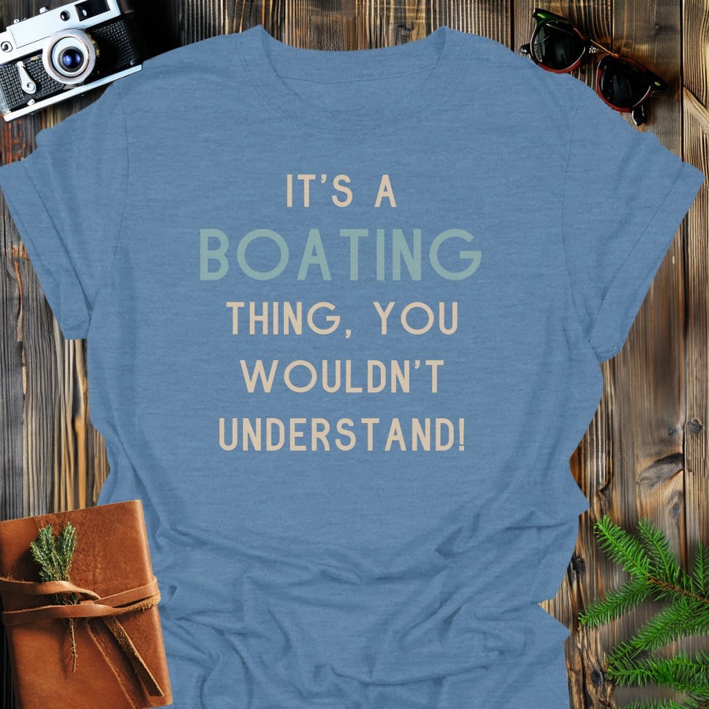 Boating Life T-Shirt In Heather Indigo / S Lightweight adventure tee for outdoor lovers Perfect for hiking camping or road trips Made from soft breathable cotton for all-day comfort Ideal for nature lovers and adventurers FAYO Threads outdoor apparel remember Fun Awaits You Outside