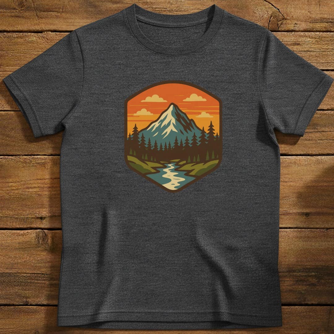 Vintage Majestic Mountain T-Shirt In S / Heather Navy Lightweight adventure tee for outdoor lovers Perfect for hiking camping or road trips Made from soft breathable cotton for all-day comfort Ideal for nature lovers and adventurers FAYO Threads outdoor apparel remember Fun Awaits You Outside