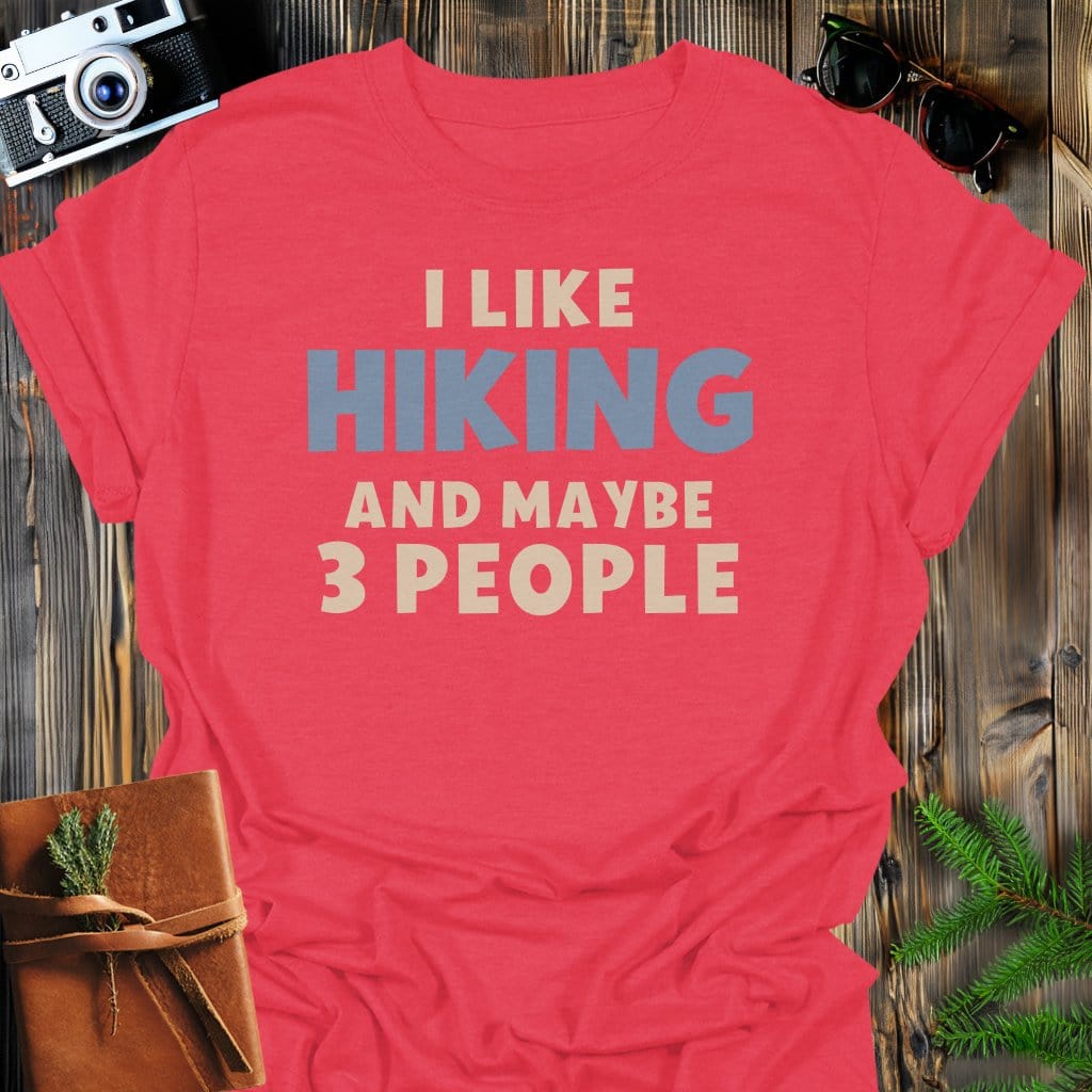 Hiking Mood T-Shirt In Heather Red / S Lightweight adventure tee for outdoor lovers Perfect for hiking camping or road trips Made from soft breathable cotton for all-day comfort Ideal for nature lovers and adventurers FAYO Threads outdoor apparel remember Fun Awaits You Outside