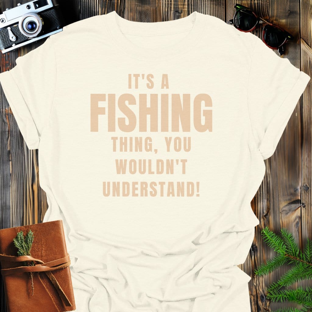 Fishing Life T-Shirt In Natural / S Lightweight adventure tee for outdoor lovers Perfect for hiking camping or road trips Made from soft breathable cotton for all-day comfort Ideal for nature lovers and adventurers FAYO Threads outdoor apparel remember Fun Awaits You Outside