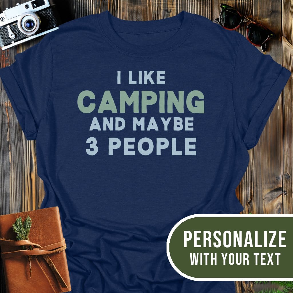 Personalized Camping Mood T-Shirt In Navy / S Lightweight adventure tee for outdoor lovers Perfect for hiking camping or road trips Made from soft breathable cotton for all-day comfort Ideal for nature lovers and adventurers FAYO Threads outdoor apparel remember Fun Awaits You Outside