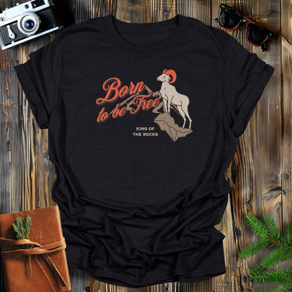 MyDesigns Physical Item Black / S Born To Be Free Big Horn Sheep T-Shirt