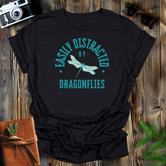 MyDesigns Physical Item Black / S Easily Distracted By Dragonflies T-Shirt