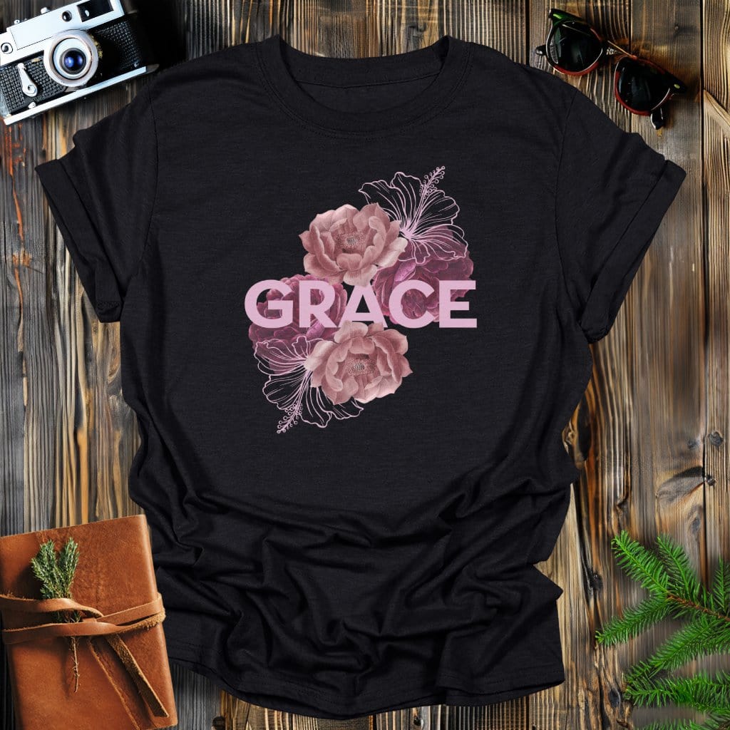 MyDesigns Physical Item Black / S Grace in Roses T-Shirt