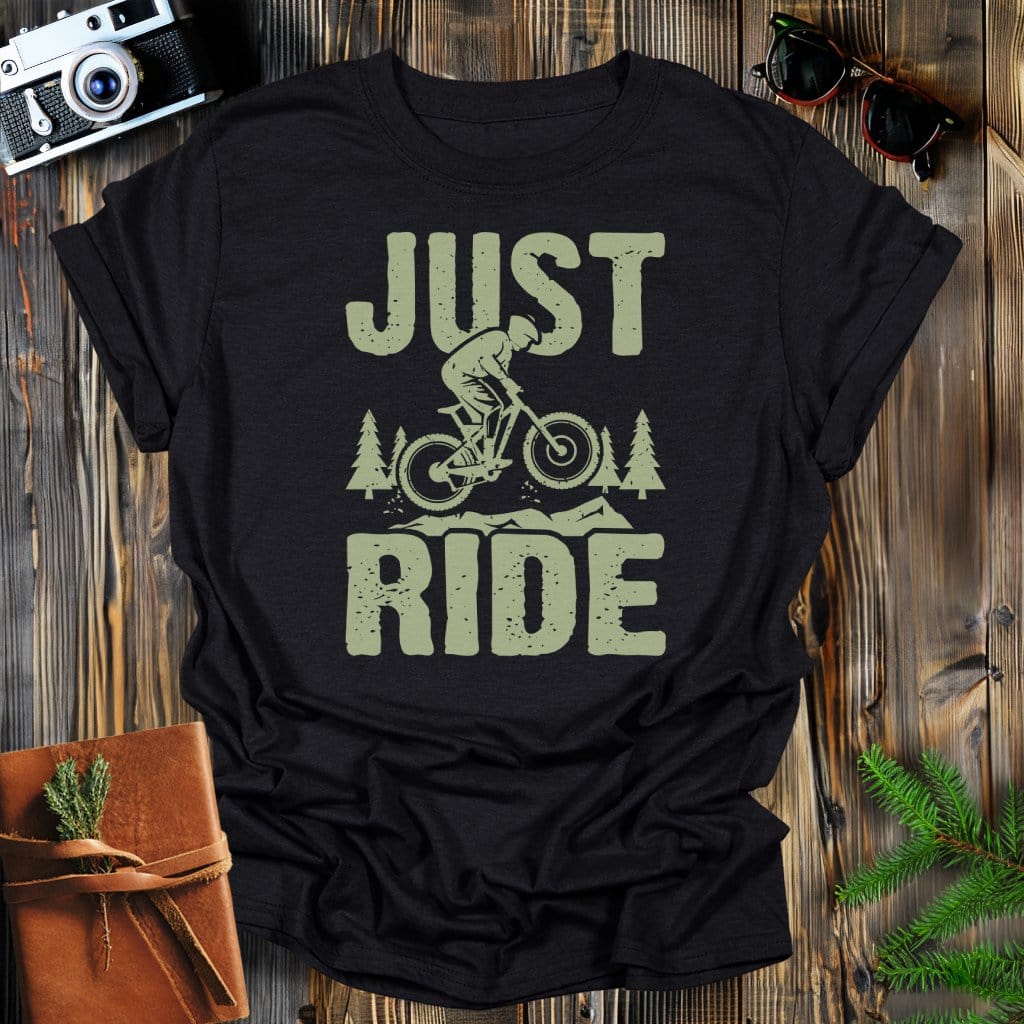 MyDesigns Physical Item Black / S Just Ride Mountain Bikes T-Shirt