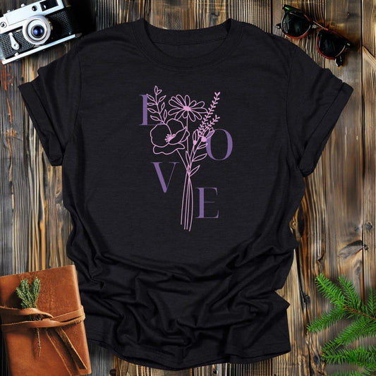 MyDesigns Physical Item Black / S Love Flowers T-Shirt