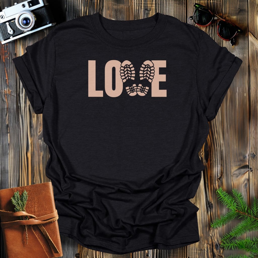 MyDesigns Physical Item Black / S Love Hiking Boot Prints T-Shirt