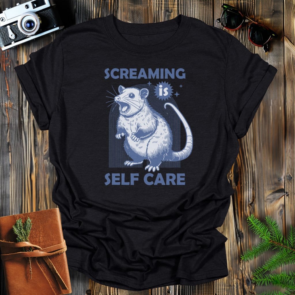 MyDesigns Physical Item Black / S Screaming is Self Care Rat T-Shirt