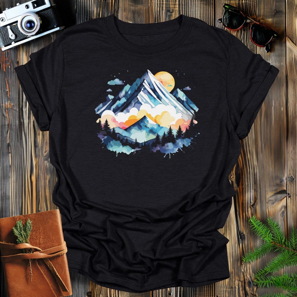 MyDesigns Physical Item Black / S Water Color Mountains T-Shirt