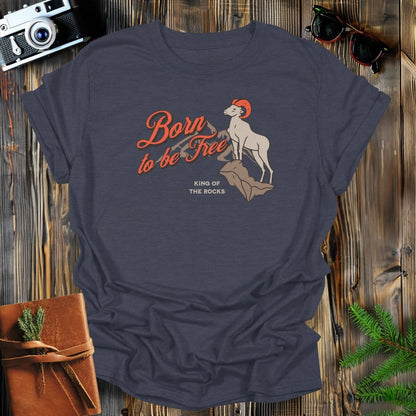 MyDesigns Physical Item Dark Heather / S Born To Be Free Big Horn Sheep T-Shirt