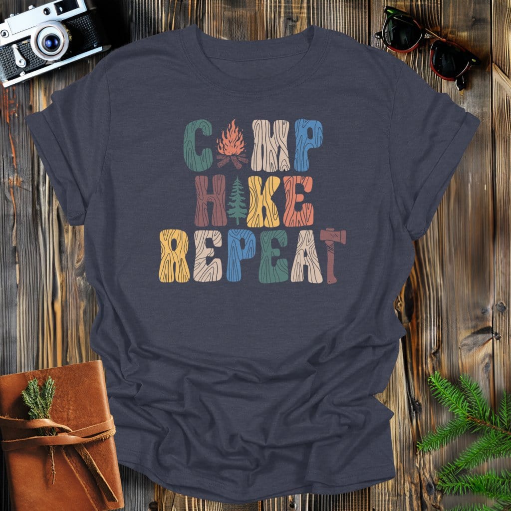 MyDesigns Physical Item Dark Heather / S Camp, Hike, Repeat T-Shirt