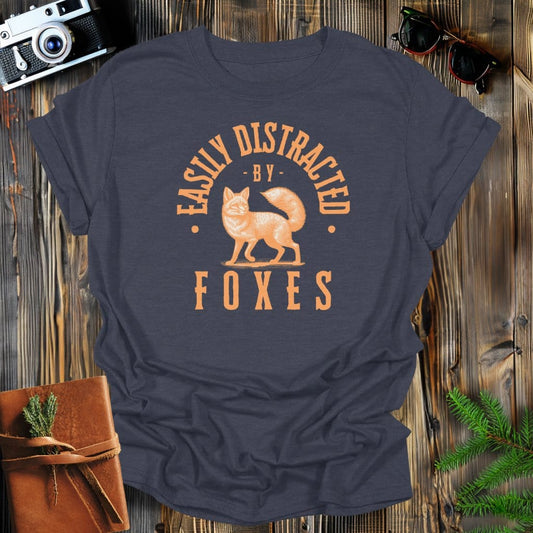 MyDesigns Physical Item Dark Heather / S Easily Distracted By Foxes T-Shirt