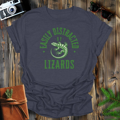 MyDesigns Physical Item Dark Heather / S Easily Distracted By Lizards T-Shirt