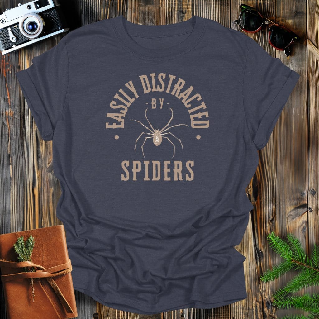 MyDesigns Physical Item Dark Heather / S Easily Distracted By Spiders T-Shirt