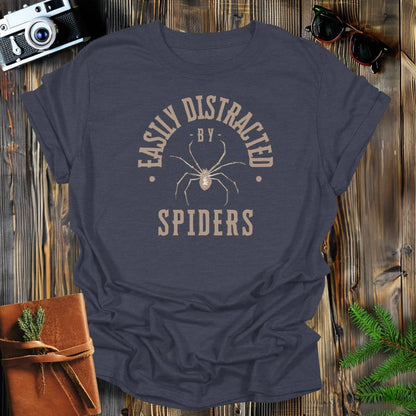 MyDesigns Physical Item Dark Heather / S Easily Distracted By Spiders T-Shirt