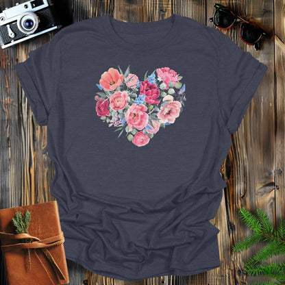 MyDesigns Physical Item Dark Heather / S Floral Heart T-Shirt