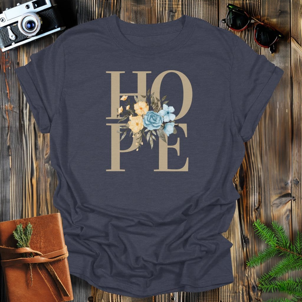 MyDesigns Physical Item Dark Heather / S Flower Hope T-Shirt