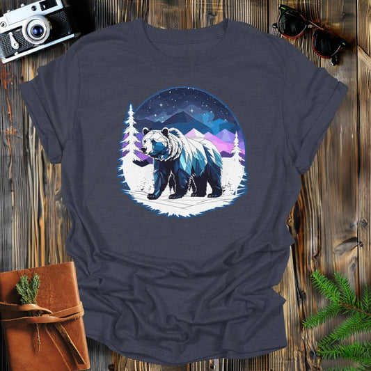 MyDesigns Physical Item Dark Heather / S Geometric Bear on Snow at Night T-Shirt