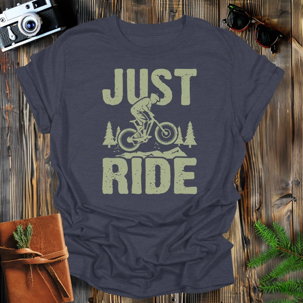 MyDesigns Physical Item Dark Heather / S Just Ride Mountain Bikes T-Shirt