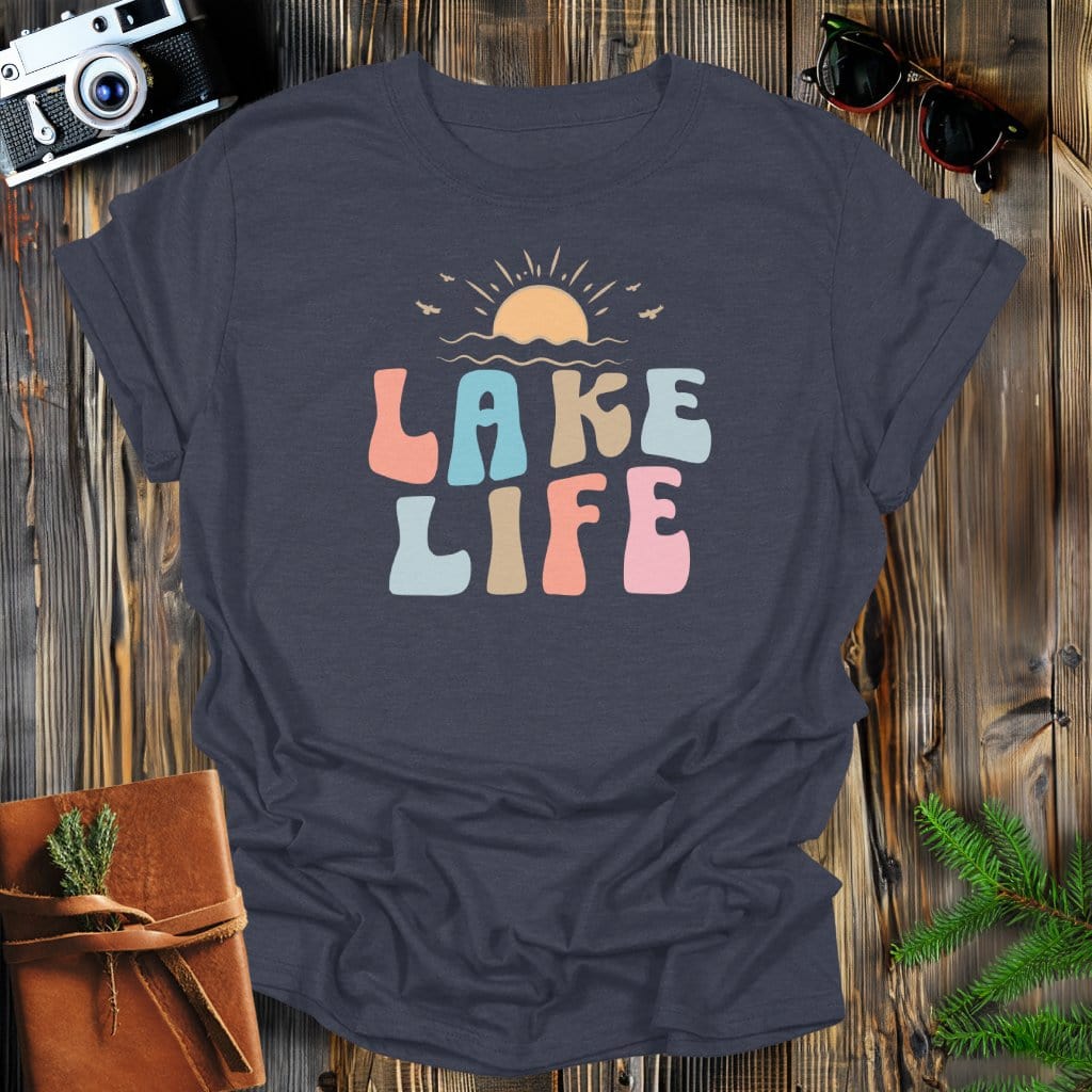 MyDesigns Physical Item Dark Heather / S Lake Life Sunset T-Shirt