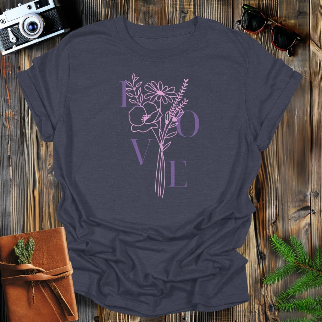 MyDesigns Physical Item Dark Heather / S Love Flowers T-Shirt