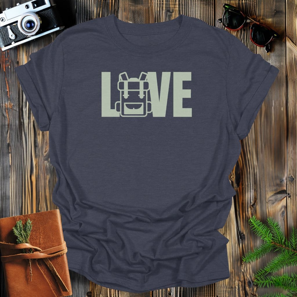 MyDesigns Physical Item Dark Heather / S Love Hiking Backpack T-Shirt