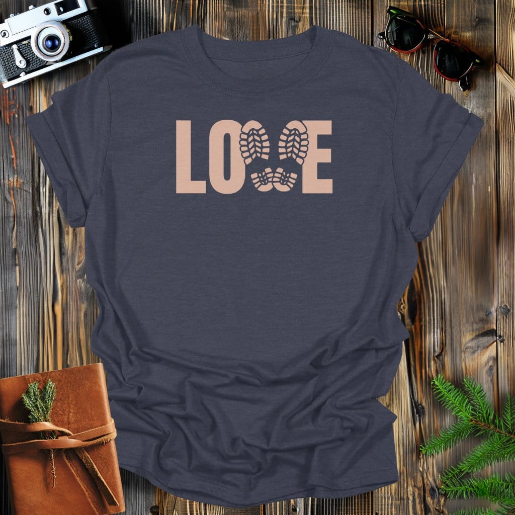 MyDesigns Physical Item Dark Heather / S Love Hiking Boot Prints T-Shirt