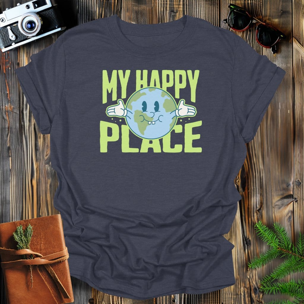 MyDesigns Physical Item Dark Heather / S My Happy Place, Earth Hugging T-Shirt