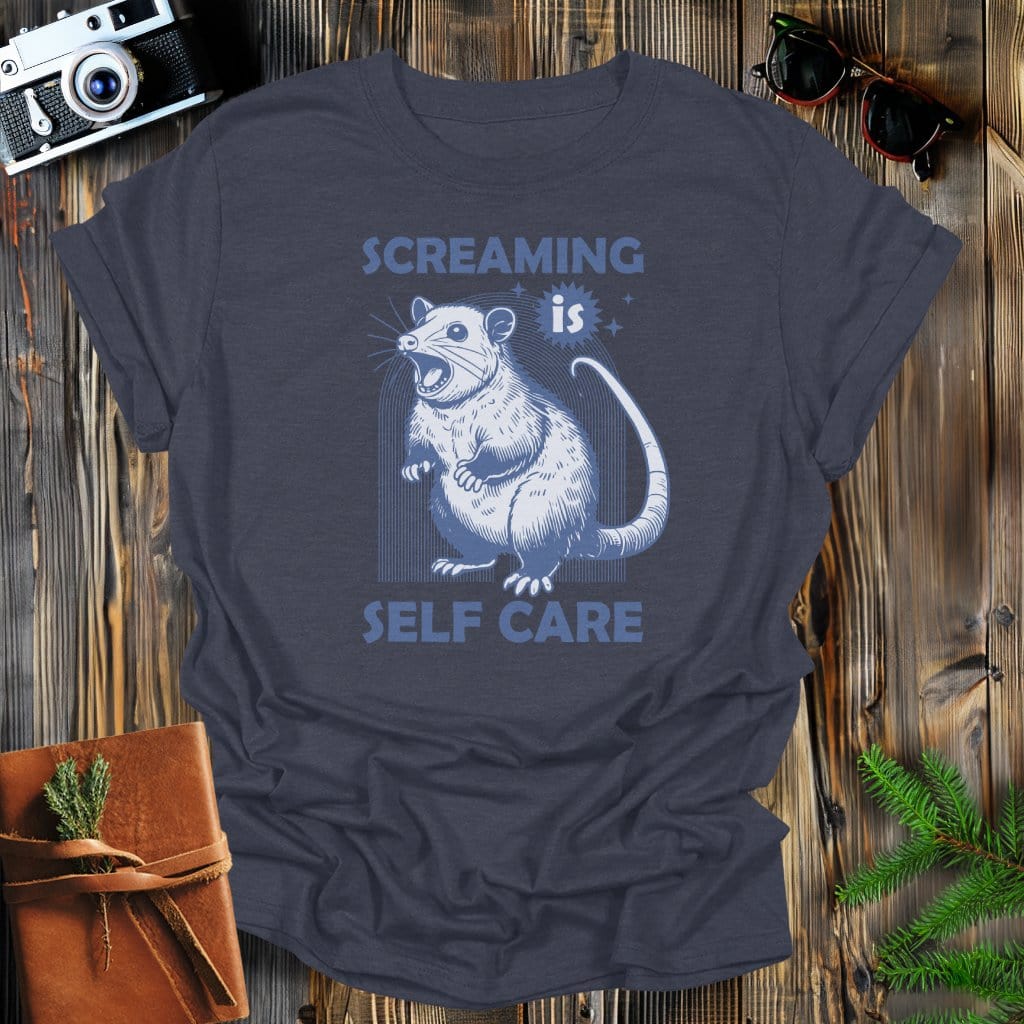 MyDesigns Physical Item Dark Heather / S Screaming is Self Care Rat T-Shirt