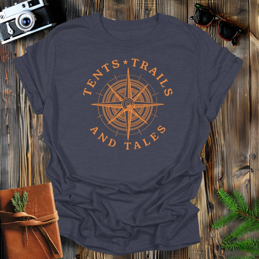 MyDesigns Physical Item Dark Heather / S Tents, Trails and Tales T-Shirt