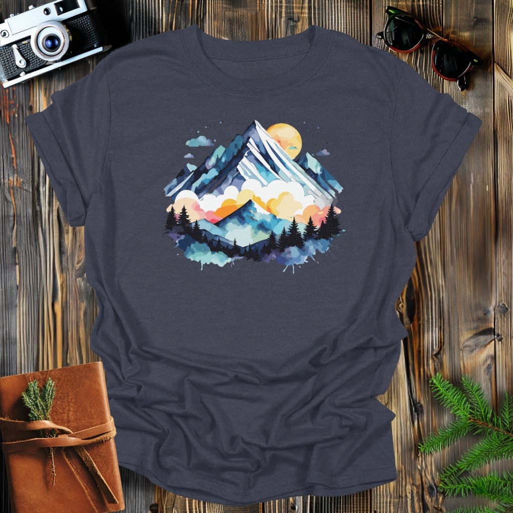 MyDesigns Physical Item Dark Heather / S Water Color Mountains T-Shirt