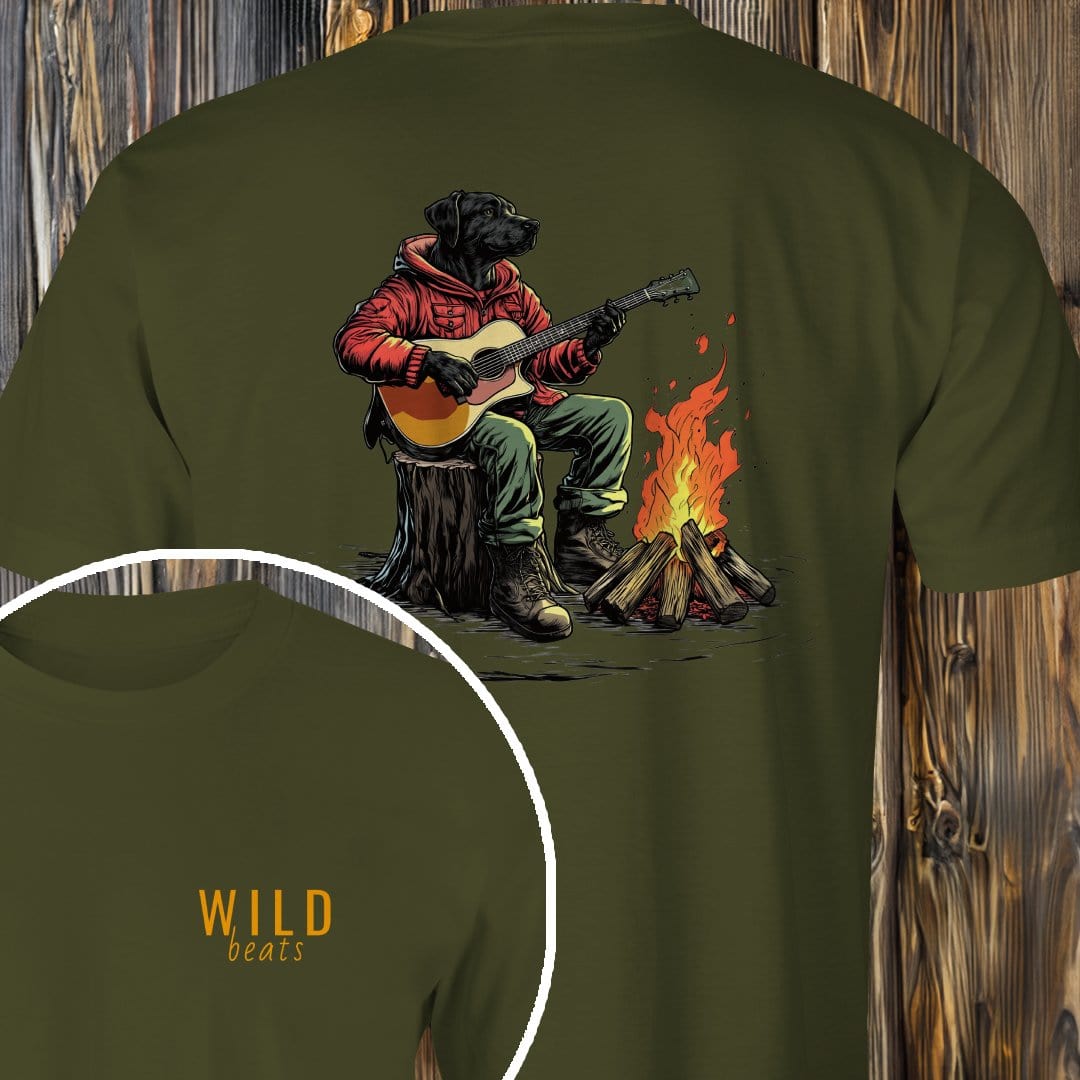 MyDesigns Physical Item Military Green / S Black Lab Campfire Jam T-Shirt