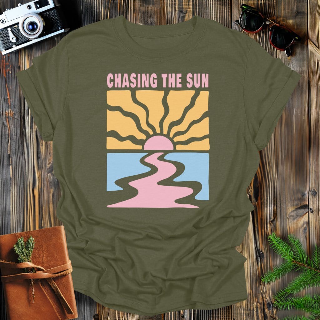 MyDesigns Physical Item Military Green / S Chasing the Sun T-Shirt