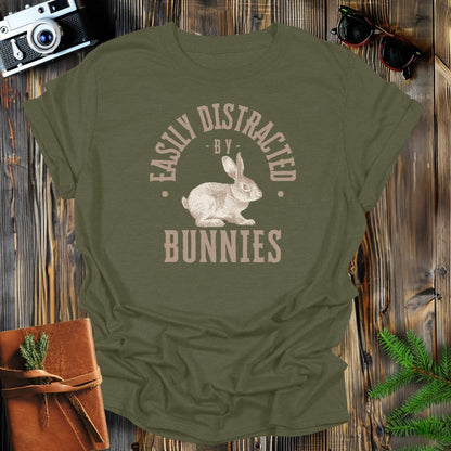 MyDesigns Physical Item Military Green / S Easily Distracted By Bunnies T-Shirt