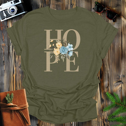 MyDesigns Physical Item Military Green / S Flower Hope T-Shirt