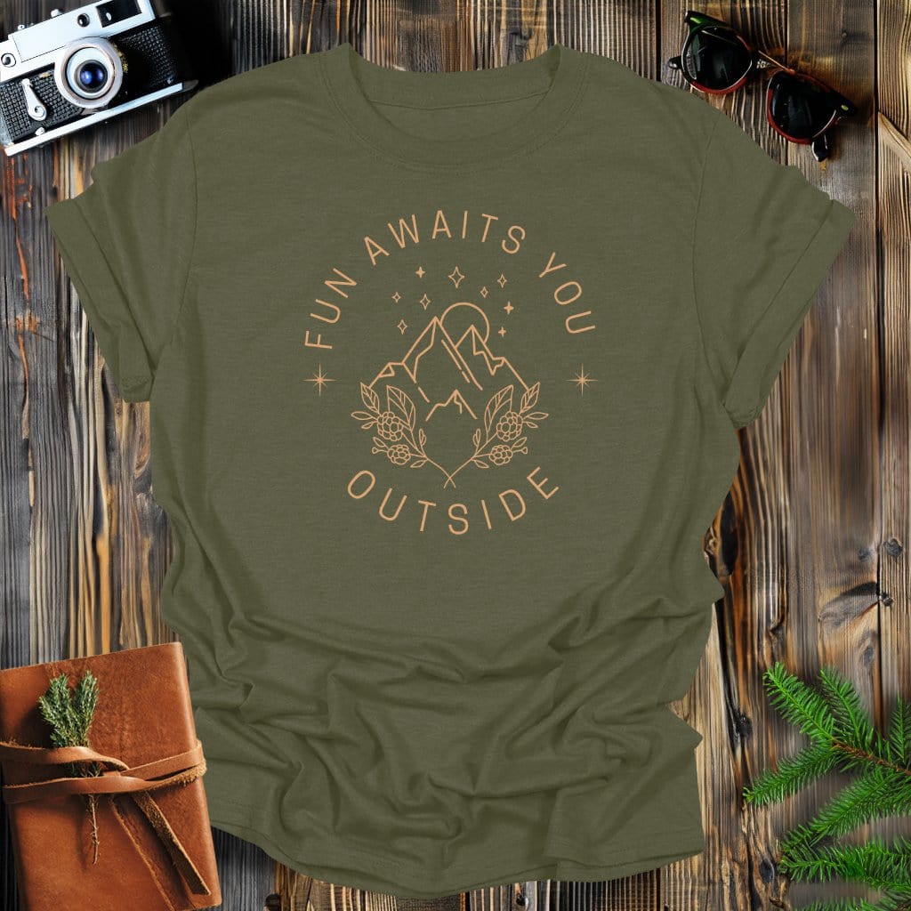 MyDesigns Physical Item Military Green / S Mountain Flowers FAYO T-Shirt