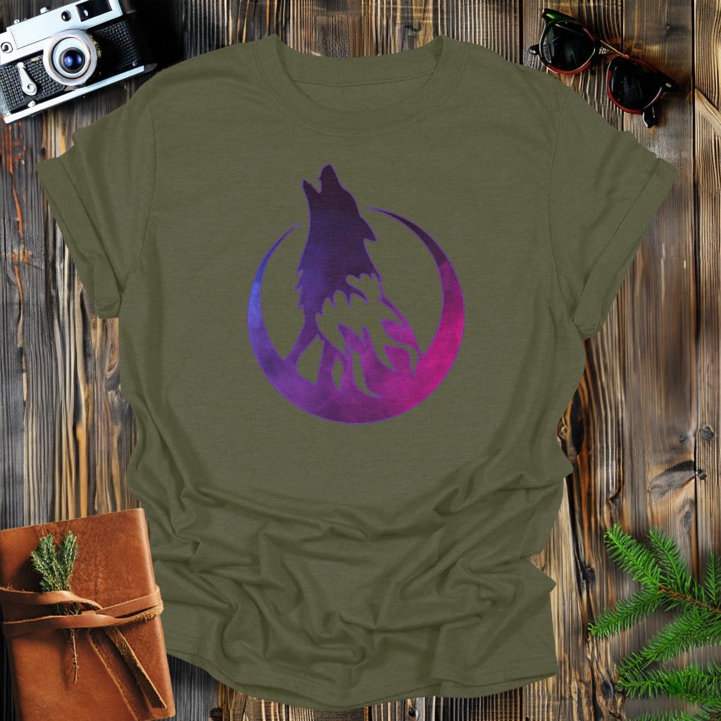 MyDesigns Physical Item Military Green / S Smokey Howling Wolf T-Shirt