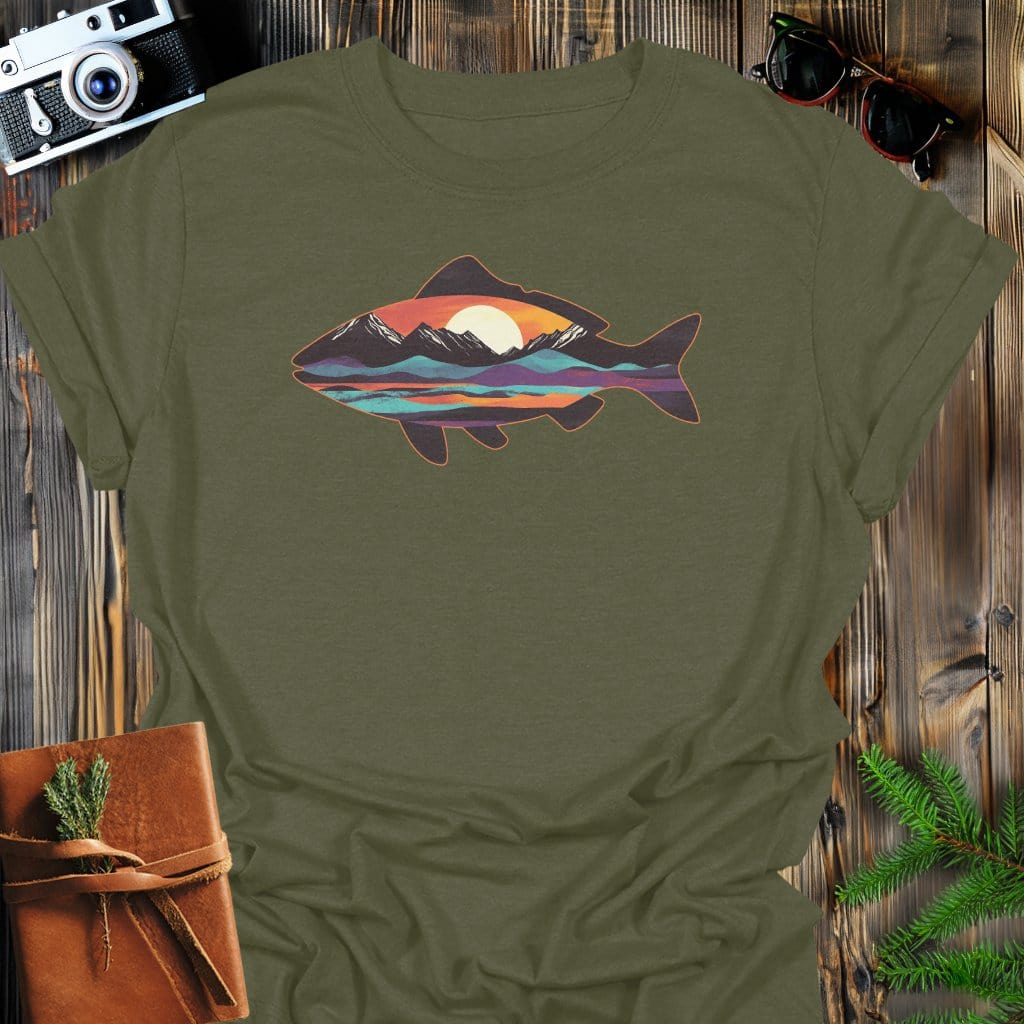 MyDesigns Physical Item Military Green / S Sunset Catch T-Shirt