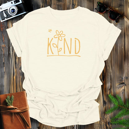 MyDesigns Physical Item Natural / S Bee Kind Flower Scipt T-Shirt